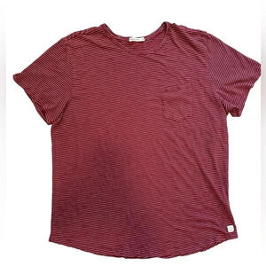 Marine Layer Burgundy Striped Short Sleeve Tee